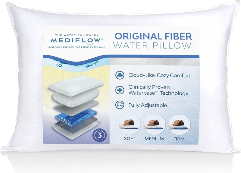 Mediflow Original Fiber Water Pillow - Clinically Proven Neck Pain Relief and Adjustable Comfort - Image 1